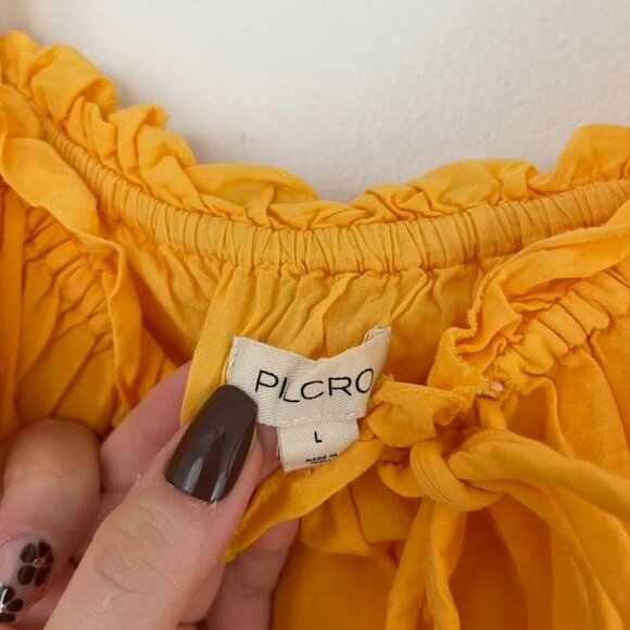 Anthropologie Pilcro Ruffled Flowy Smocked Crop Tank Top Size Large - Picture 3 of 5